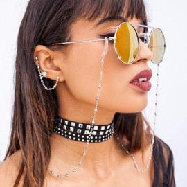 Yienate Boho Glasses Chains with Alloy Beads, Non-Slip Glasses Chain, Fashion Eyeglass Accessories, Eyeglass Holder, Sunglasses Holder, Glasses Strap for Women and Girls, Silver