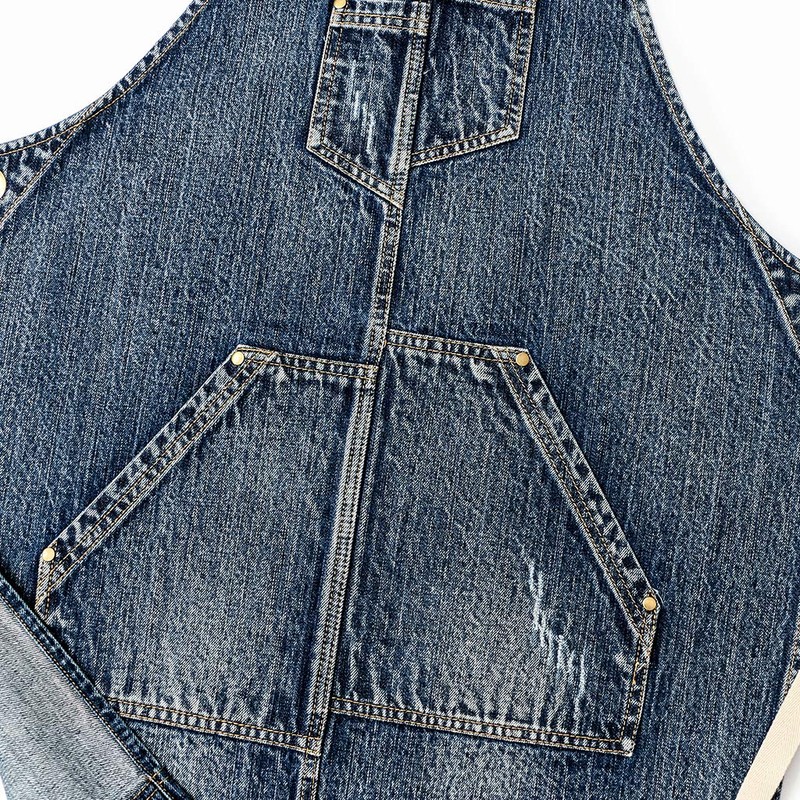 Jeanerlor - Denim Apron for Women With Pockets Cross-Back Straps
