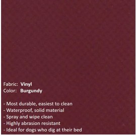 Kuranda Chewproof Bed - Almond PVC - 40" x 25" - Heavy Duty Vinyl - Burgundy