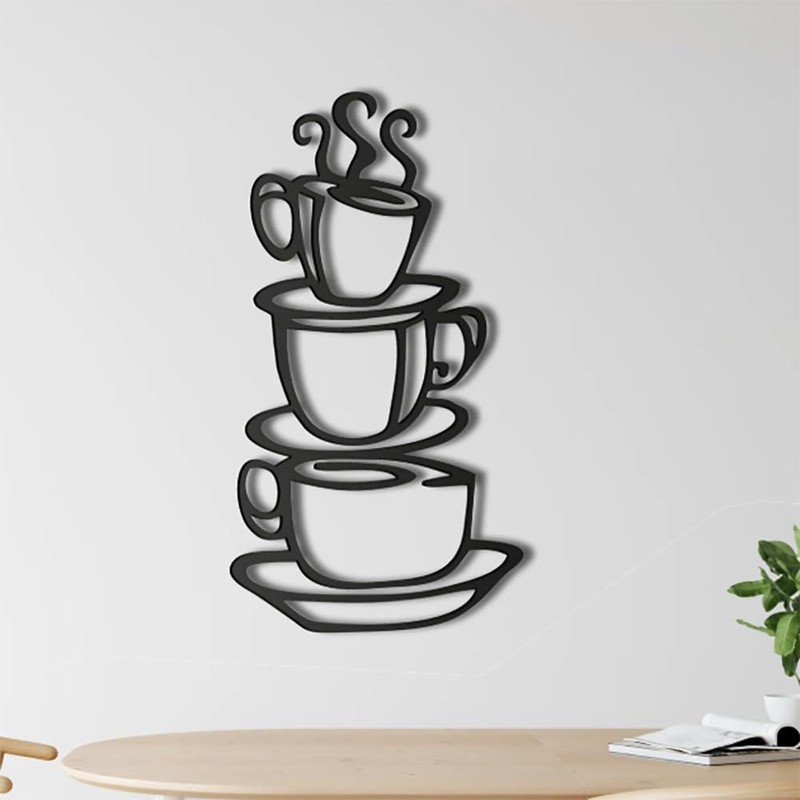 Super Z Outlet Black Coffee Cup Silhouette Metal Wall Art