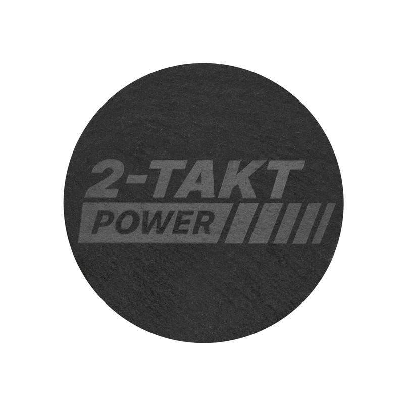 Drinks Coaster "2-Stroke Power", Natural Slate with Lasered Motif