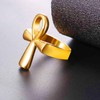 U7 Ankh Cross Ring Men Women Hip Hop Jewelry 18K
