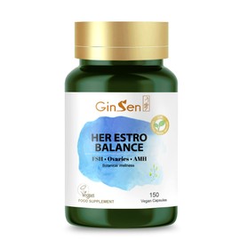 GinSen Her Estro Balance, AMH & Ovarian Health, Premium Nutrition for Female Hormonal Balance, 150 Capsules, Vegan Approved, Made in UK