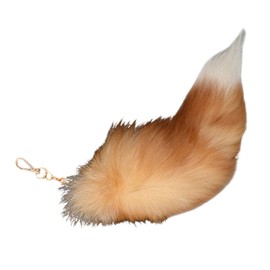 homeemoh Faux Animal Tail Keychain Fluffy Faux Fur Tail Pendant 15.75 Inch Long Tail Charms Keyring Holder for Handbag Backpack (Brown)