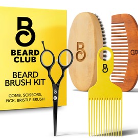 The Beard Club Beard Club Brush, Comb, Pick and Scissors Grooming Kit for Men's Beards and Mustaches - Gift Set