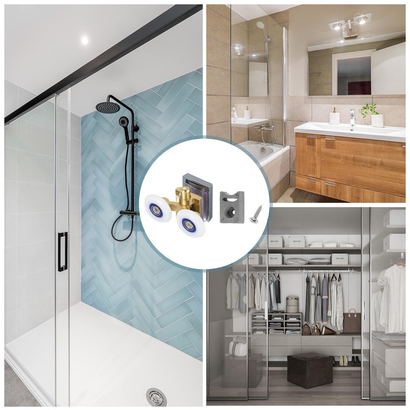 sourcing map 25mm Double Shower Door Rollers Copper Bottom Wheels