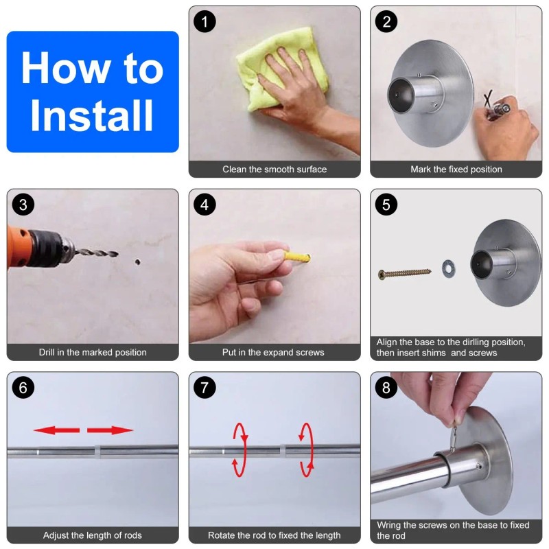 Adjustable L-Shaped Curved Stainless Steel Shower Rod Premium Rust-Resistant Curtain