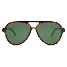 SOJOS Classic Polarized Aviator Sunglasses Womens Mens Retro Double Bridge Aviators SJ2201, Brown Pattern/Green