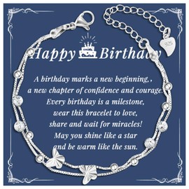 YELUWA Silver Bracelet for Women, 925 Sterling Silver, Adjustable Women's Bracelet with Beads, Women's Bracelet, Silver 925 Bracelet, Birthday Gift for Daughters, Mother, Girls, Sister, Girlfriend,