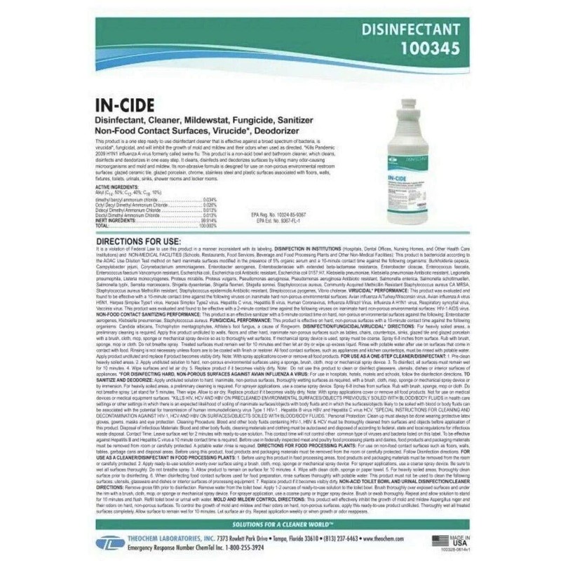 Theochem Laboratories in-Cide Multi Surface Fresh Disinfectant Cleaner (1 Gallon
