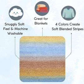 Premier Yarns Puzzle Sunny Sky 1050-47 (3-Skeins - Same Dye Lot) Chunky Bulky #5 100% Acrylic Yarn for Crocheting and Knitting - Bundle with 1 Artsiga Crafts Project Bag