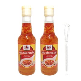 Vietnamese Fish Sauce Nuoc Mam for Vietnamese Spring Roll by Three Ladies 2 X 300 ml. with Mini Stainless Steel Whisk (3-Pc Set)