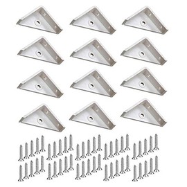 TERF® 12 Pcs Heavy Duty White Plastic 50mm Angel Mounting Corner Brace Bracket Joining Fixing Repair Self Support Plastic Plates with Fixing Screw