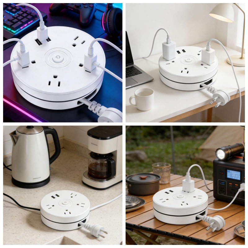 Kasoyo Retractable Power Strip with USB Ports - 4 AC