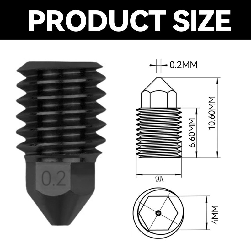 VZU 0.2 mm Hardened Steel Nozzle Compatible with Bambu Lab