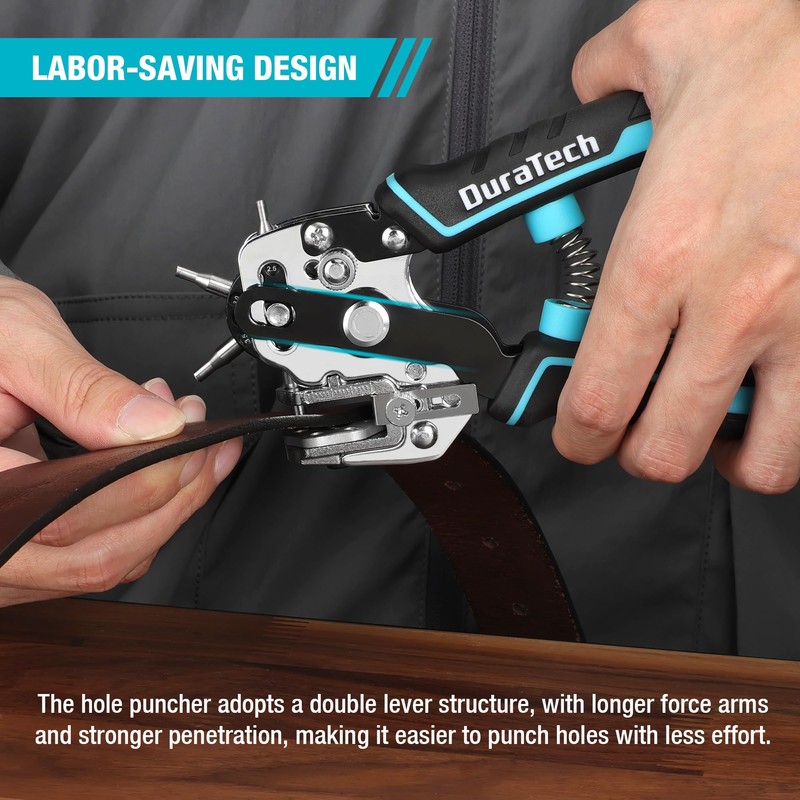 DURATECH Leather Hole Punch, Heavy Duty Belt Hole Punch Plier