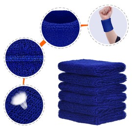 Willbond 6 Pack Wrist Sweatbands Sports Wristbands for Football Basketball, Running Athletic Sports (Blue)