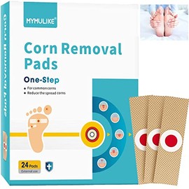 Corn Plasters, 24 Count MYMULIKE Corn Removal Plasters Relief Corn Pain, Corn Plaster with Hole for Feet, Hand, Toe for Feet Care and Corn Removal Plasters Foot Care