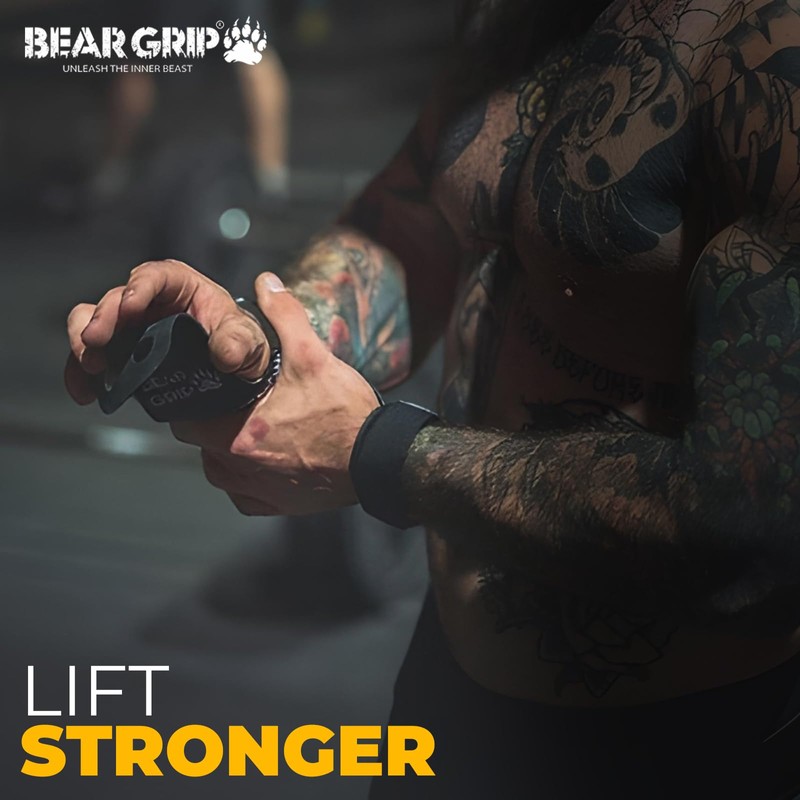 BEAR GRIP - Crossfit Grip (XL, Leather Black 3 Hole)
