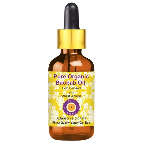 Deve Herbes Pure Organic Baobab Oil (Adansonia digitata) with Glass