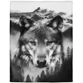 Rstick Wolf Fleece Blanket for Wolf Lovers 40" x 50" Mountain Nature Throw Blanket Cozy Soft Warm Gifts for Adult Teen