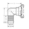 Geka 20104WSB Hose Piece 2000" 90° 1" 25mm 360° axially