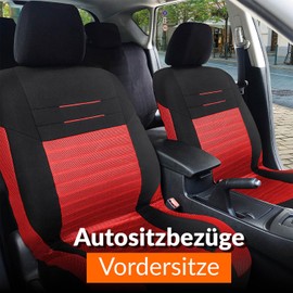 Upgrade4cars Car Seat Covers for Front Seats in Red and Black, Universal Car Seat Covers for Driver's & Passenger’s Seat
