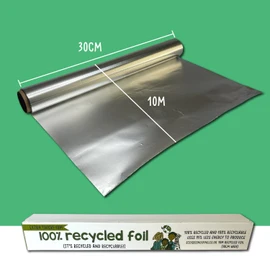 EcoGreenLiving Aluminium Foil 4 Rolls 30 cm x 10 m Made of 100% Recycled Material, Cooking Film, Catering Foil + Cutting Edge, Durable Tin Film for Your Kitchen and Food, Baking Foil for Your Oven