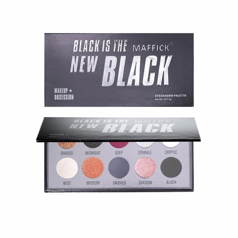 Maffick Paleta de Sombras de Ojos, 10 Colores, Negro y