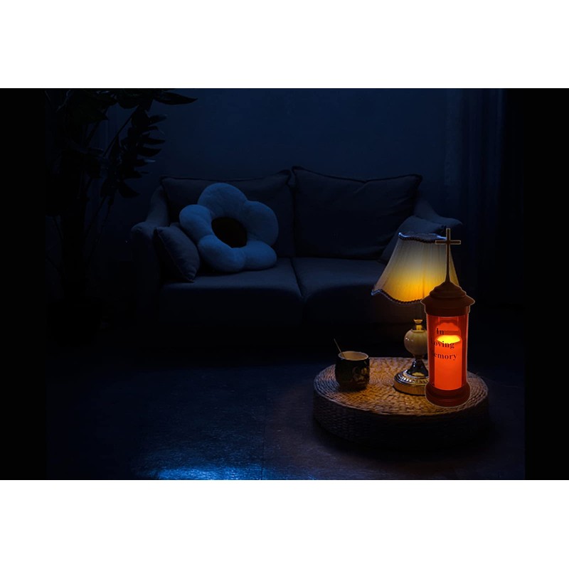 Cross Lights for Grave Decorations - Cemetery Memorial Lantern for