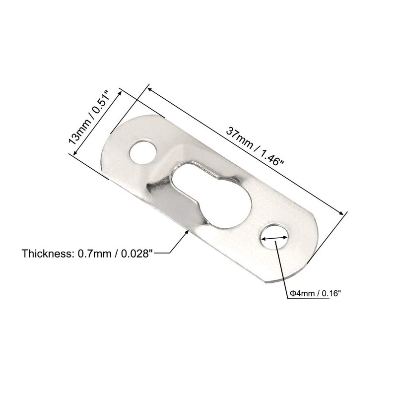 sourcing map Keyhole Hanging Plate, 37mm x 13mm Single Hole
