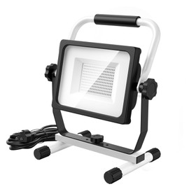 shinic 10000 Lumen LED Work Light with Stand,95W IP66 Waterproof Flood Light, Portable 5000K Light, UL Listed 3 Prong Plug, 17.13Ft Cord, Ideal for Shop, Job Site, Garage Construction Site (White)