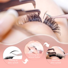 Mudder 6 Pcs Lash Tweezers High Precision Eyelash Tweezers for Lash Extension, Straight and Curved Tip, Stainless Steel for Volume Eyelash Cluster Tools Girls Women Beginners(Colorful)