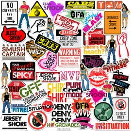 Jersey Shore Variety 50ct Vinyl Large Deluxe Stickers Variety Pack - Laptop, Water Bottle, Scrapbooking, Tablet, Skateboard, Indoor/Outdoor