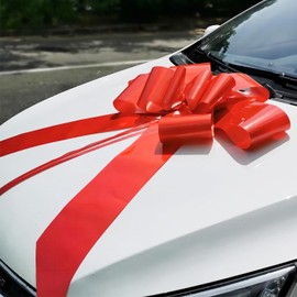Ainmto Large Bow for Car, Car Bow Giant (76 cm), Car Bow Red, Gift Bow XXL for Party and Car Decoration