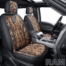 GXT Dodge RAM Front Seats Cover Fit for Select 2013-2021 Dodge RAM 1500 2500 3500 Pickup Truck, Waterproof Synthetic Leather Car Seat Cover and Cushion (Desert Camouflage)