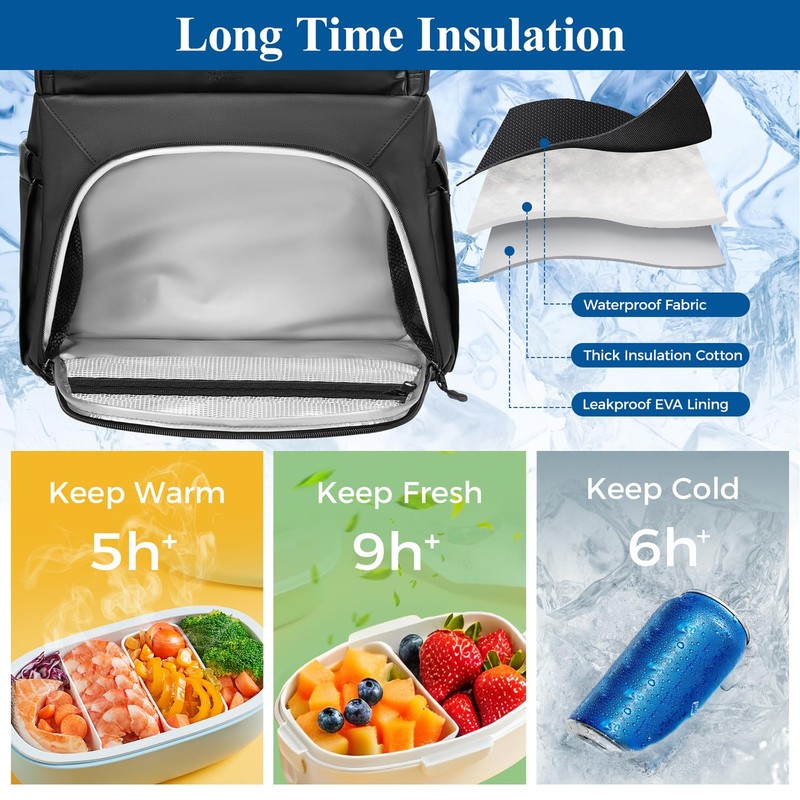 MATEIN Lunch Backpack for Men Work, Large 17 Inch Laptop
