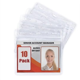 10PCS Plastic ID Card Holder,Name Tag Badge Holder. (10PCS Plastic ID Card Holder Horizontal, Clear Transparent, Waterproof ID Holders, Name Tag Badge Holder, Plastic ID Badge Card Pocket Holder.)
