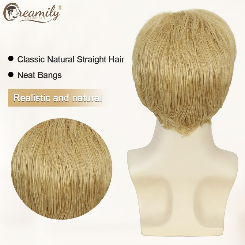 Short Blonde Wig for Men Curly Layered Natural Style