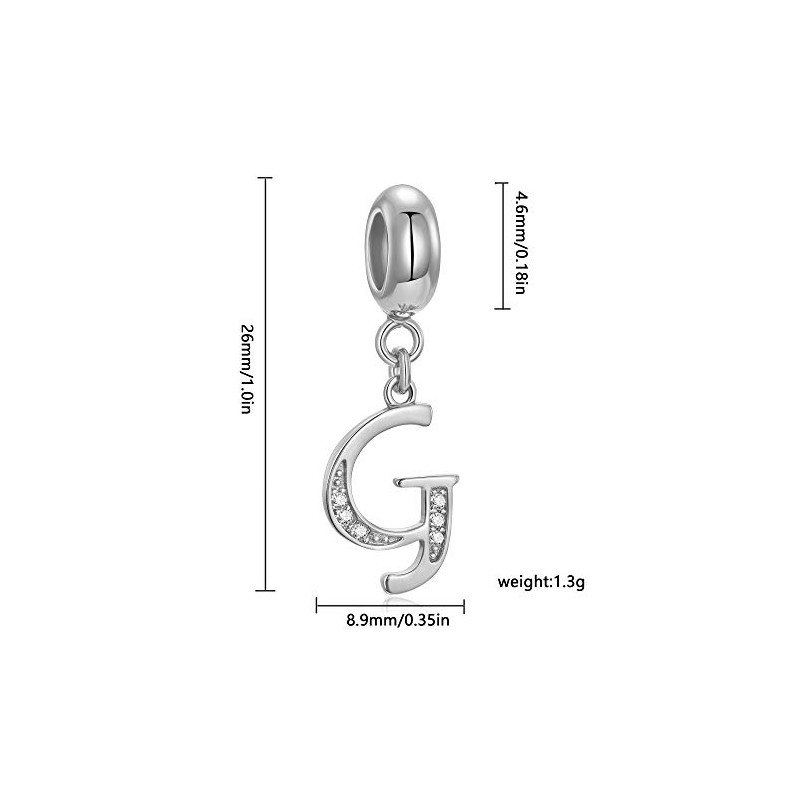 Genuine 925 Sterling Silver Alphabet Crystal Alphabet Beads Fit European