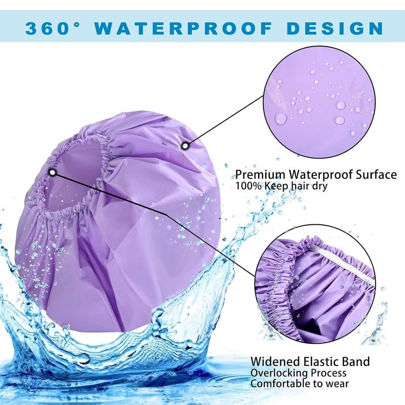 2 PCS Waterproof Shower Caps for Women, Extra Large Shower
