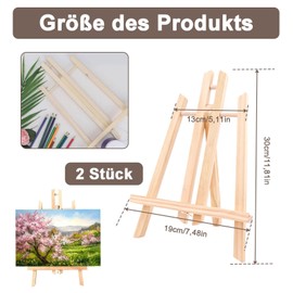 Wooden Table Easel, Pack of 2, Foldable Mini Easel, 30 x 19 cm, Small Wood for Pictures, Decorative Stand, Canvas Exhibition, for Decorative Shelves, Crafts, Photo Displays