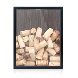 Hodeframe 11x14 Wine Cork Shadow Box with Slot on Top, Top Loading Wood & Real Glass Display Case Frame Ready to Hang Memory Box , Pins, Awards, Medals, Wedding and Photos, Black
