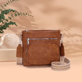 Snmoec Shoulder bag women's medium size women's handbag medium size crossbody bag vegan leather shoulder bag with wide strap handbags black, Retro brown, Retro