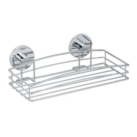 Wenko 20883100 VacuumLoc wall shape Fixing without drilling, Metal Steel, 26 x 6.5 x 14 cm, Chrome
