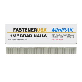 FastenerUSA 1/2" BRAD NAILS 18GA 304SS 1,000ct | SSB18-12M