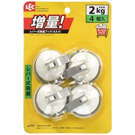 レック(LEC) レバー式 吸盤フック 4.5×3×7.5cm ‎ H-606 4個入り