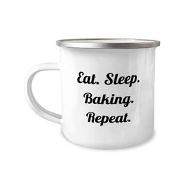 Mother's Day Unique Gifts for Bakers, Funny Eat Sleep Baking Repeat Camper Mug, Thoughtful Gifts from Friends, Gifts for Women