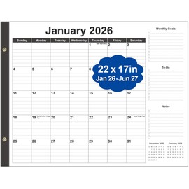 Large Desk Calendar 2026-22" x 17" Desk Calendar from January 2026 - June 2027, Desktop Pad Calendar Perfect for Planning and Organizing In Your Home, School or Office, Black