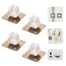 Shaoduoli Self-Adhesive Mop Holder,Broom Wall Mounted Rack,Sweeper Gripper Hanger,Cleaning Tools Sticker Hook,Bathroom/Kitchen/Toilet/Garage Gadget,No Drilling and Anti-Slip(4pcs)